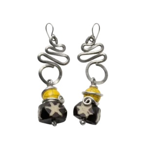 African Mud Cloth Bead Earrings