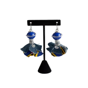 Blue Denim Kente Cloth Earrings